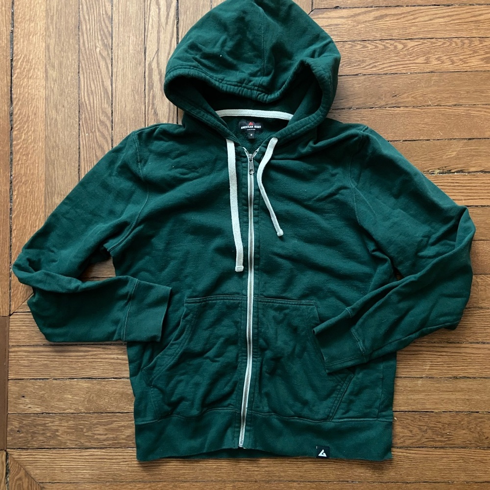 American Giant Carolina Lightweight Green Zip-Up Hoodie M